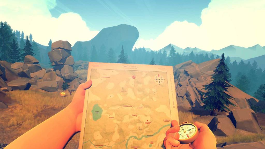 Firewatch in-game map and compass